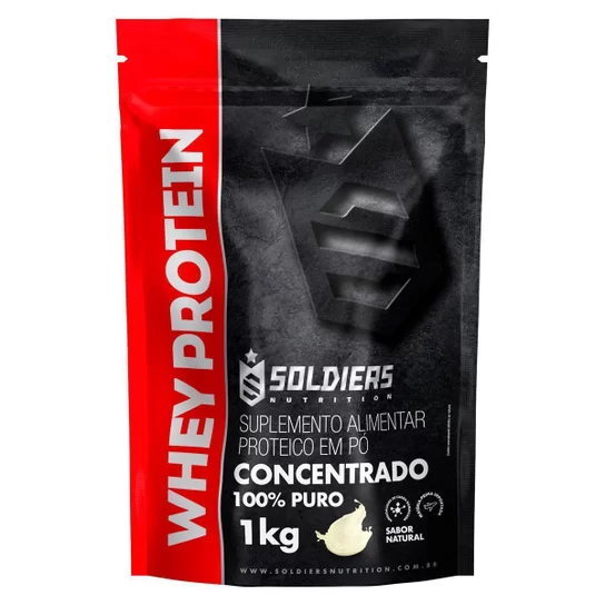 Whey Protein Concentrado 1Kg - Natural - Importado 100% Puro pela Soldiers Nutrition
