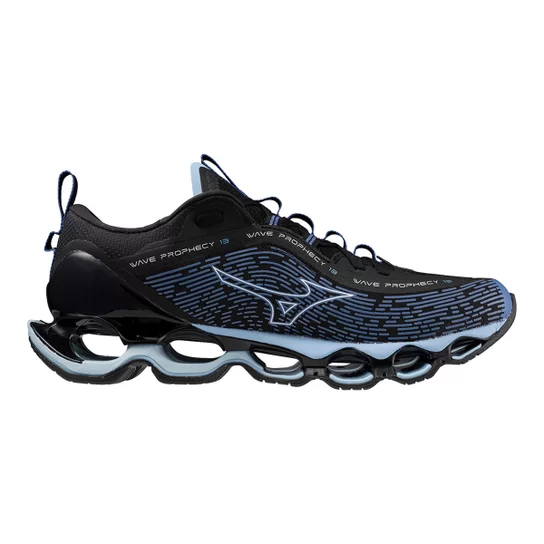 Tênis Mizuno Wave Prophecy 13 Masculino - Elegância em Preto com Detalhes em Azul