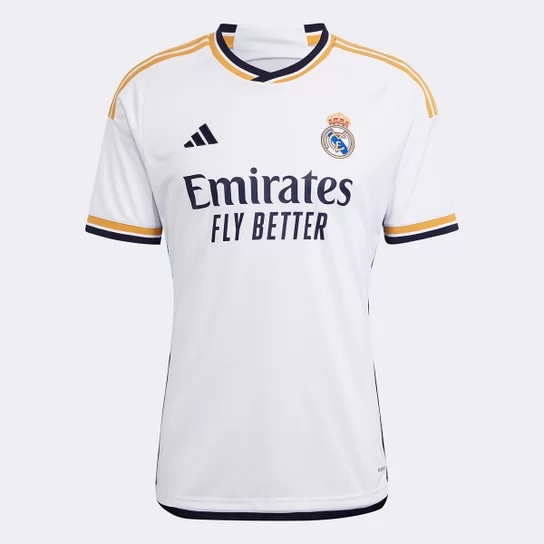 Camisola Torcedor Masculina Adidas do Real Madrid Home 2023/2024 - Branca
