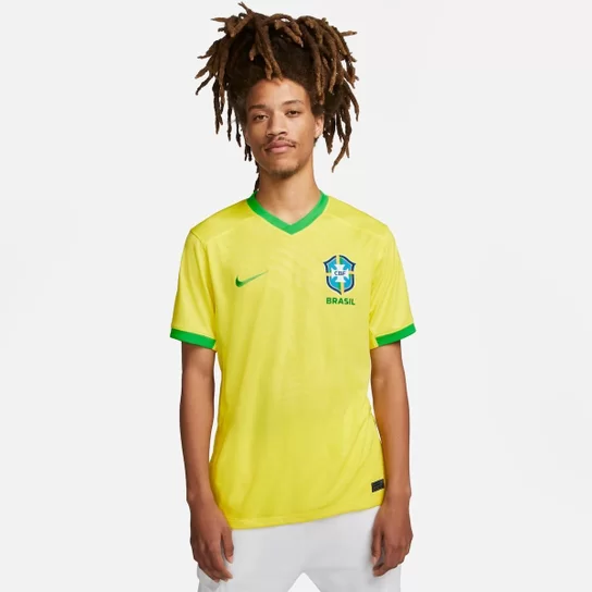 Camiseta Nike Brasil I 2023/25 para Torcedores Pro Masculina - Amarela