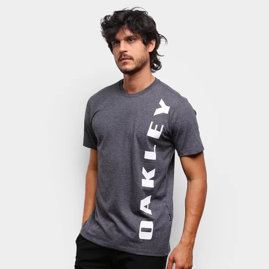 Camiseta Masculina Oakley Big Bark - Combinação de Cores Cinza e Branco