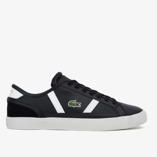 Tênis Masculino Lacoste Sideline Pro em Couro - Preto e Branco