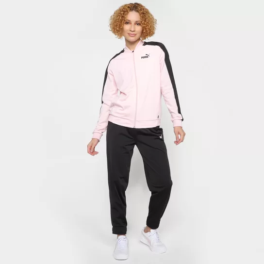 Conjunto Feminino Puma Baseball Tricot Suit - Jaqueta e Calça Rosa