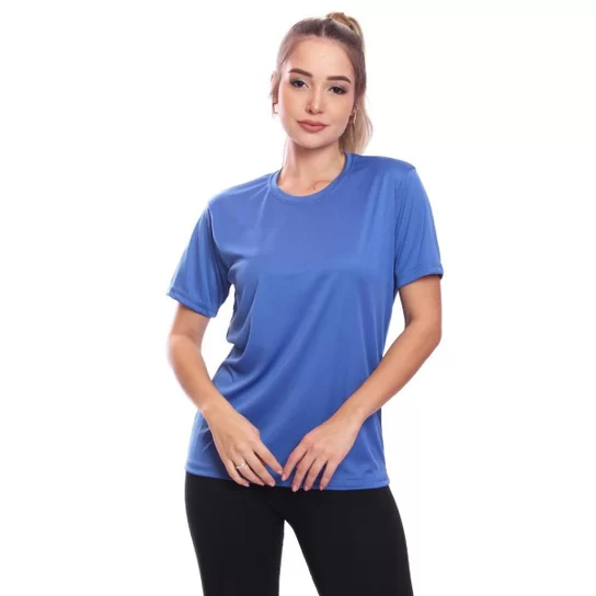 Camiseta Azul Royal Feminina Dry com Proteção Solar UV para Treino, Academia, Passeio e Ciclismo.