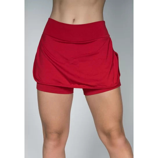 Short Saia Fitness Vekyo Feminino com Detalhe Tapa Bumbum - Tom Vermelho