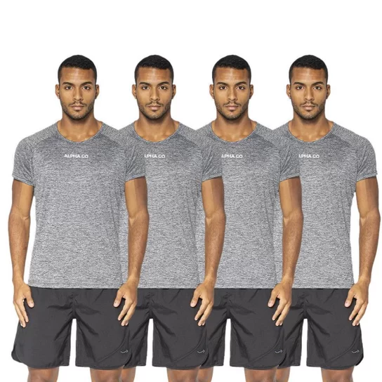 Conjunto de 4 Camisetas Dry Alpha Co Masculinas - Cor Cinza