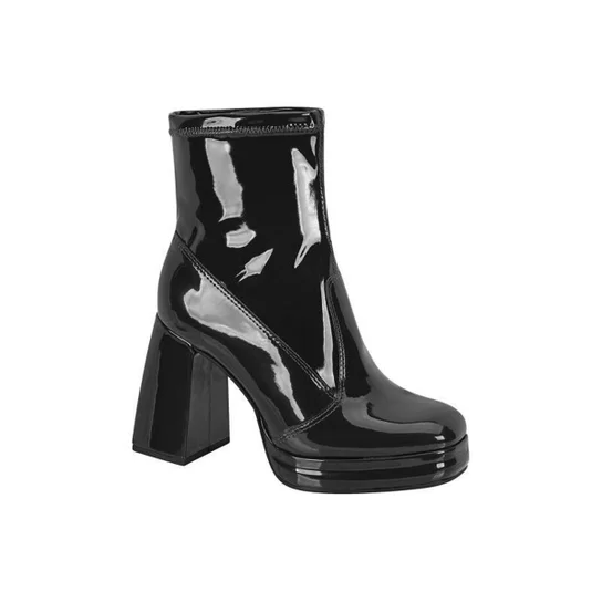 Bota Plataforma Verniz Feminina Beira Rio 9080-101 - Cor Preto