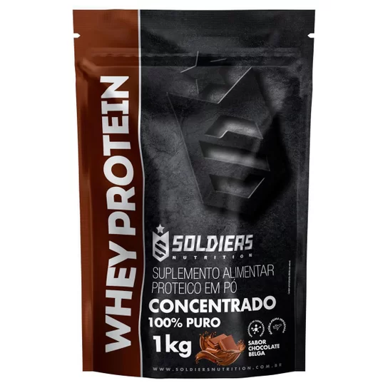 Whey Protein Concentrado 1kg sabor Chocolate - Importado pela Soldiers Nutrition
