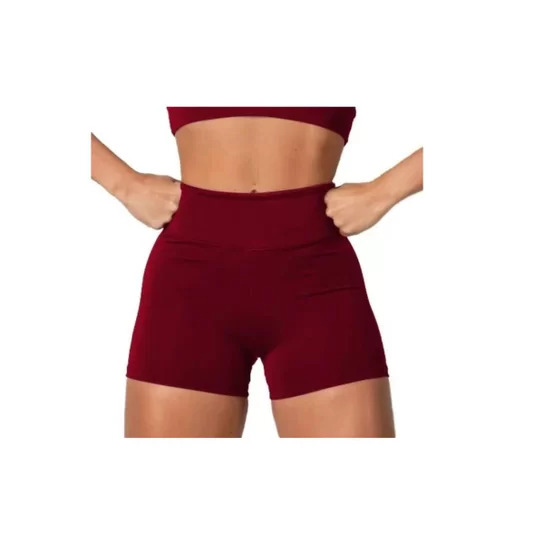Short Básico Suplex Cintura Alta Feminina - Vermelho Vinho