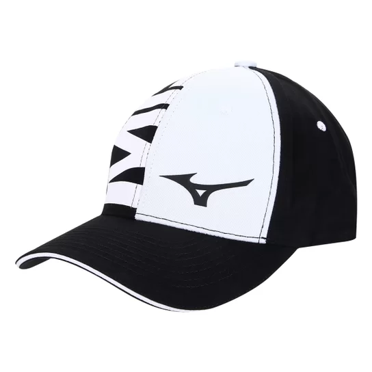 Boné Mizuno Focus com Aba Curva e Ajuste Strapback - Branco e Preto