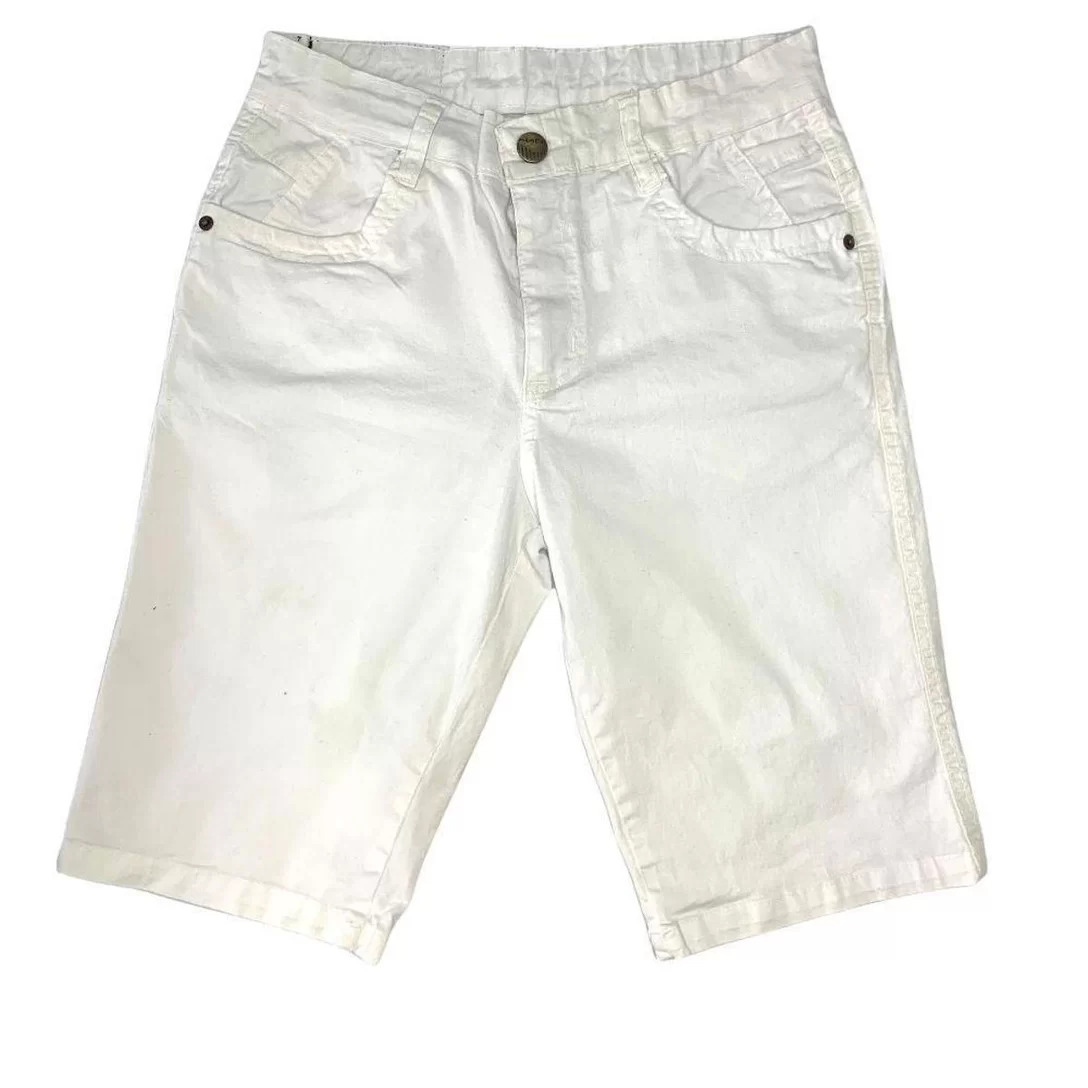 Bermuda Jeans Sarja Masculina Shorts para Passeio - Tamanhos 36 ao 50 - Cor Branco