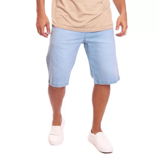 Bermuda Jeans Masculina OMG Denim Liso com Elastano - Azul - Conforto e Estilo em Cada Detalhe