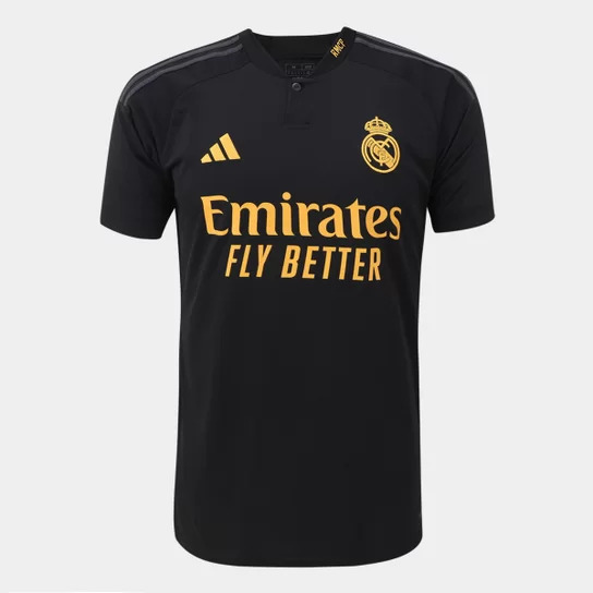 camiseta de time original cor preto e dourado - real madrid
