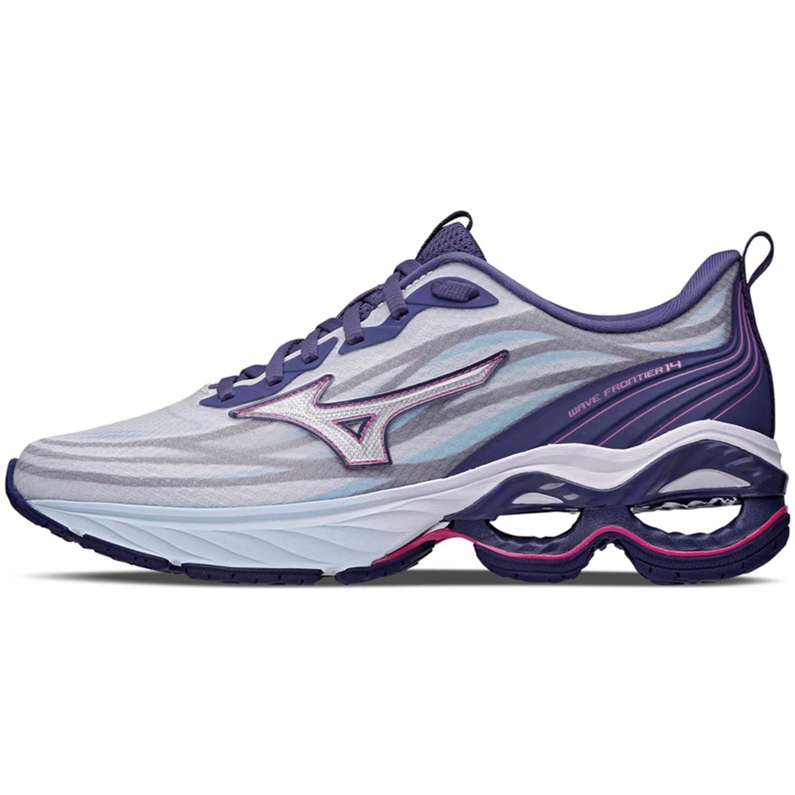 mizuno wave frontier 14 branco e roxo