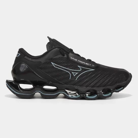 tênis mizuno wave prophecy 12 preto e cinza masculino esportivo