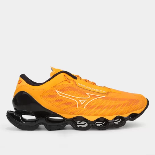 Tênis Mizuno Wave Prophecy 12 Masculino - Estilo Vibrante em Laranja e Branco para uma Presença Distinta na Web