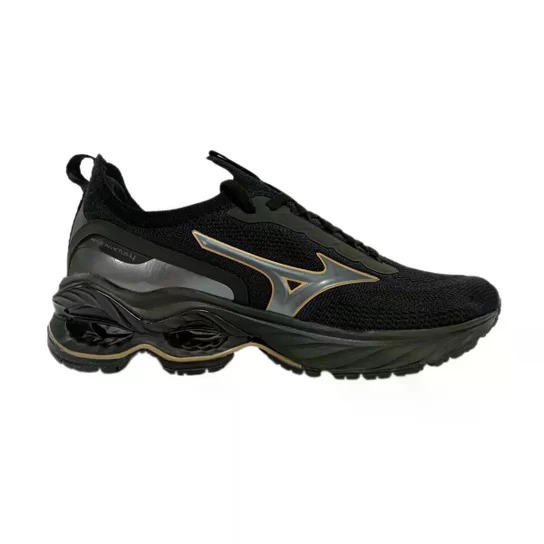 tênis mizuno wave invictus 4 masculino cor preto com dourado